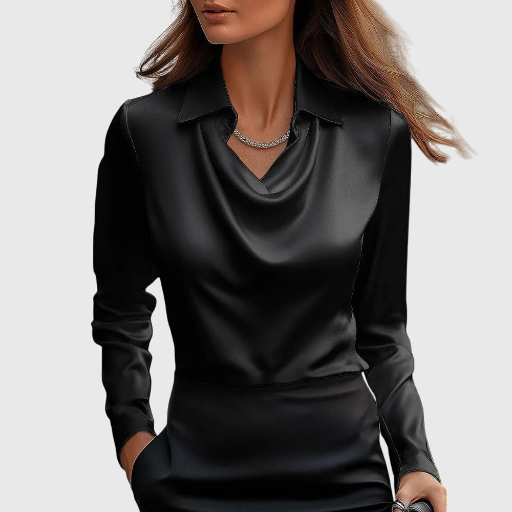 Athena™ | Top mit Watervalhals und Langarm