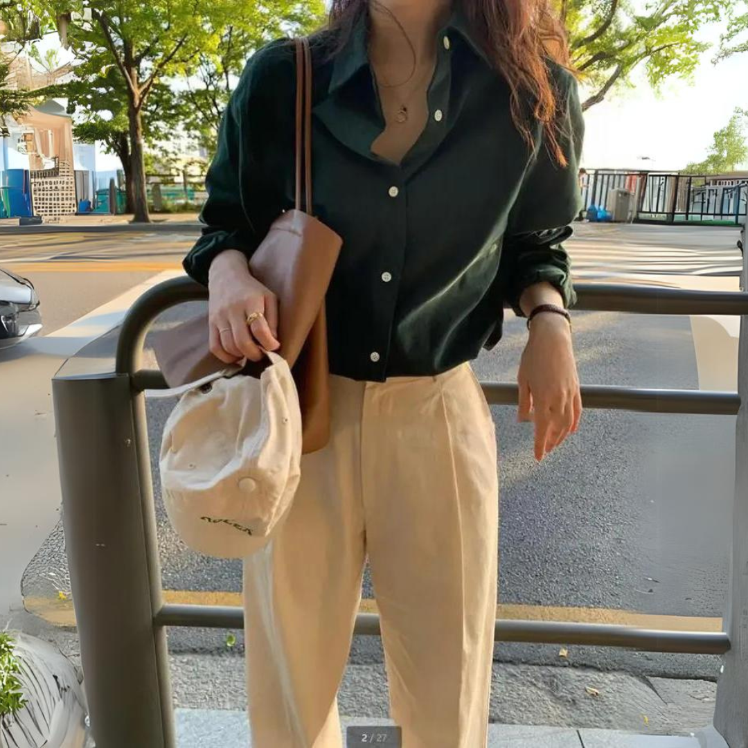 Alina™ | Satinbluse mit Knopfleiste