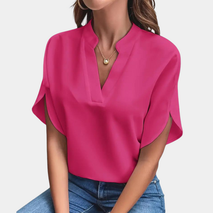Marjolein™ | V-Ausschnitt Bluse mit Kurzen Ärmeln