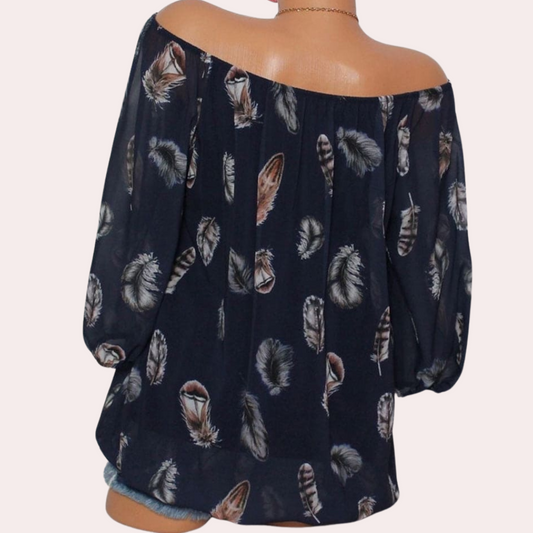 Megan™ | Off-Shoulder Top mit Veerprint