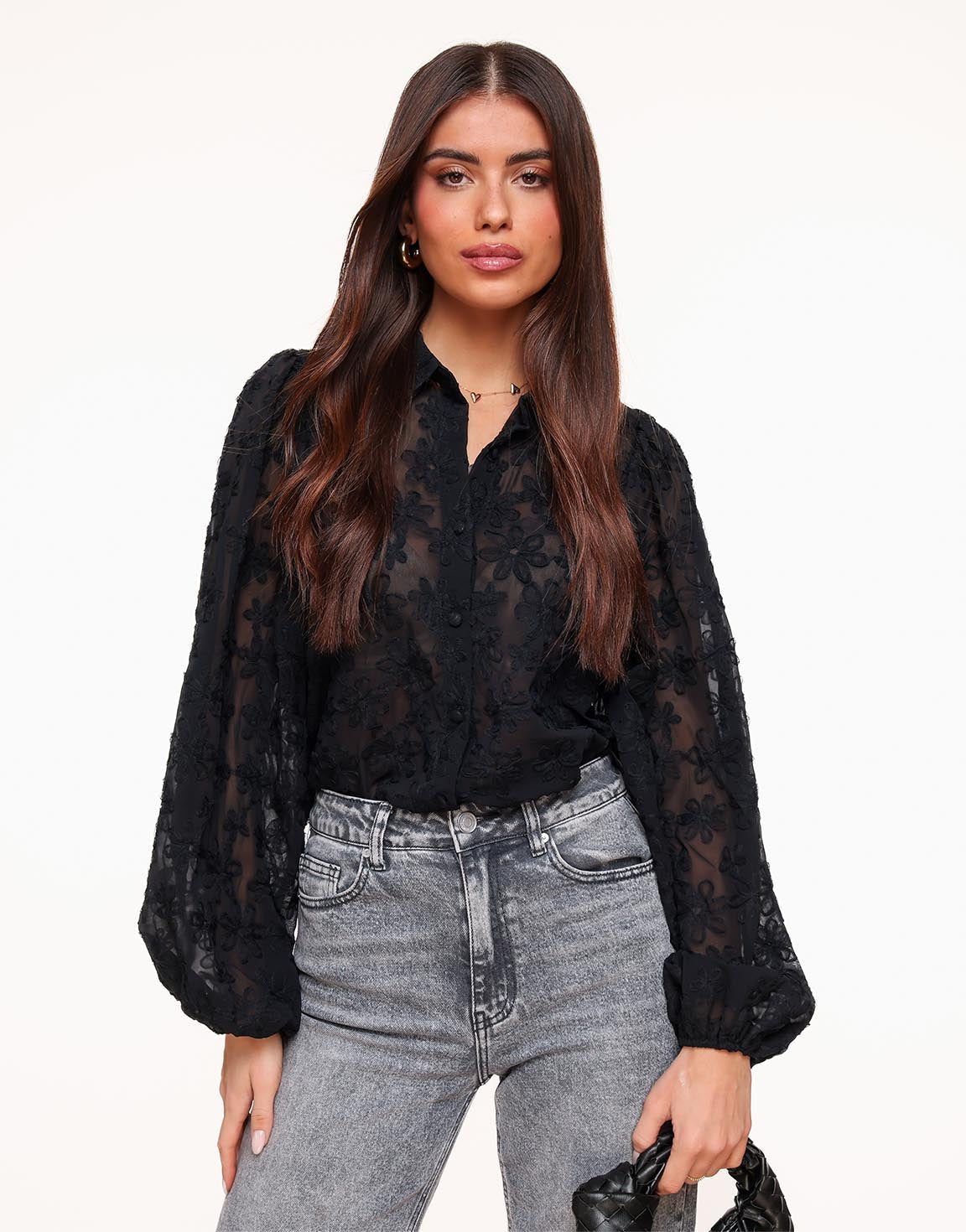 Thalia™ | Transparente Bluse mit Blumenmuster