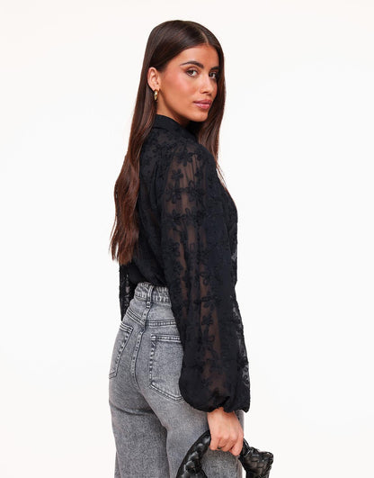 Thalia™ | Transparente Bluse mit Blumenmuster