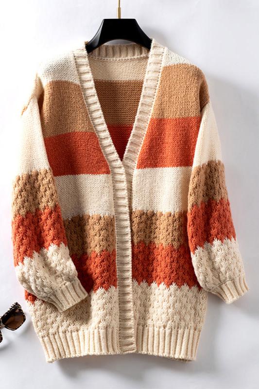 Gebreide™ | Gestreepte Cardigan | Acryl | Kleurrijk und Gezellig