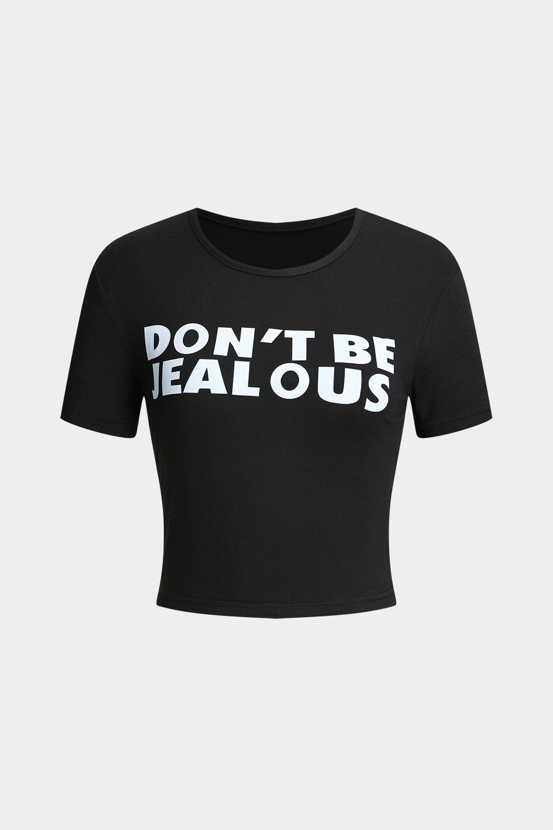 Braelyn™ | Schwarz Kurzarm Cropped T-Shirt mit "Wees Niet Jalours"-Print