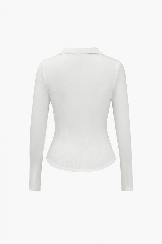 Dominique™ | Figurbetont Poloshirt mit Diepe V-hals und Elegante Knopfdetails