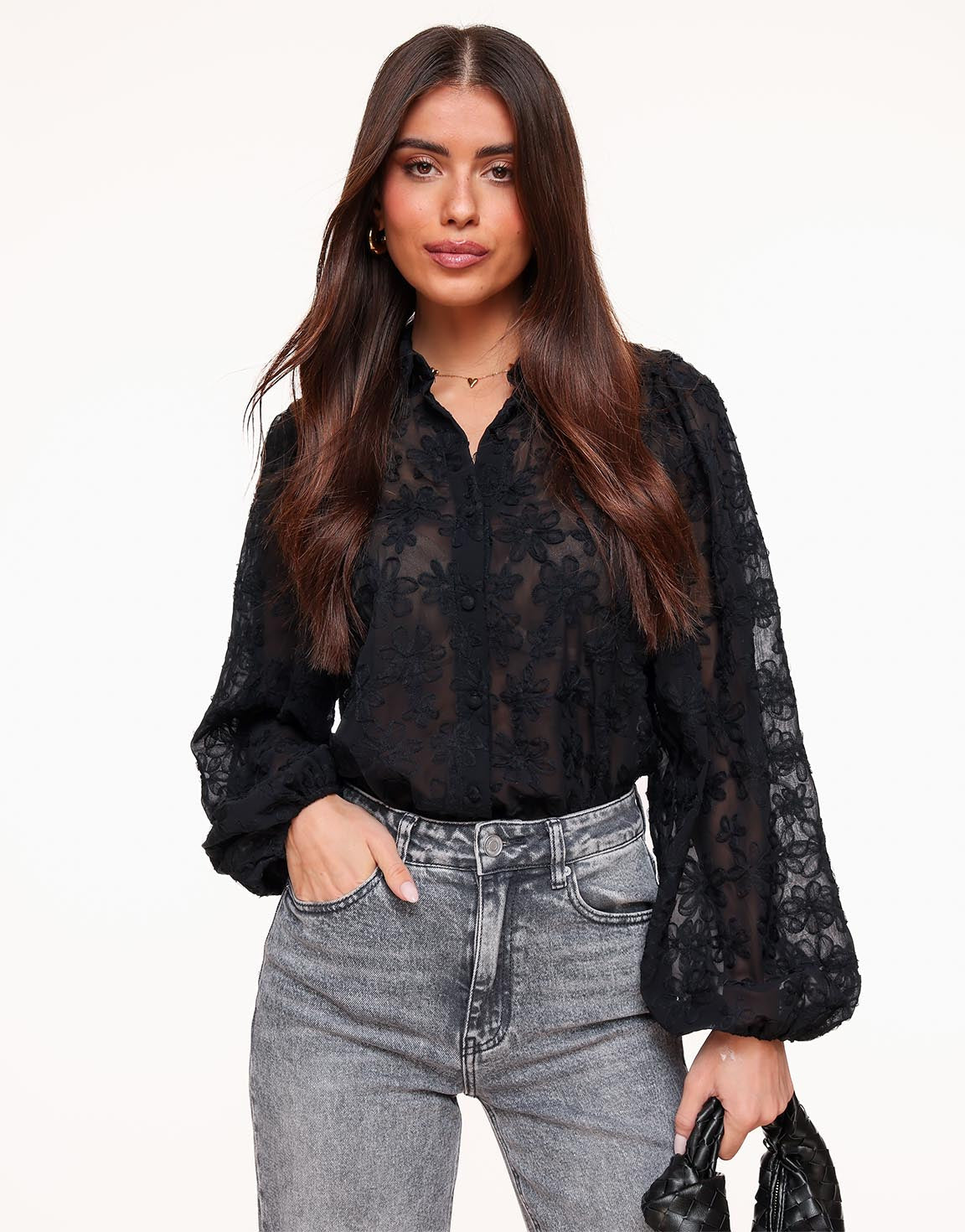 Thalia™ | Transparente Bluse mit Blumenmuster